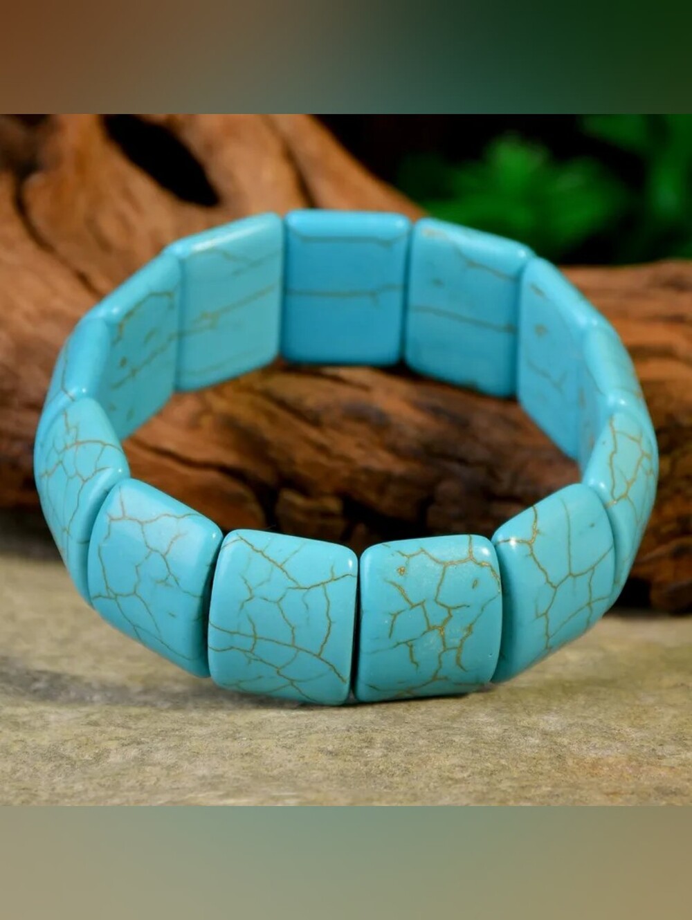 NWOT Turquoise Stone Stretch Bracelet - Blue Turquoise Style